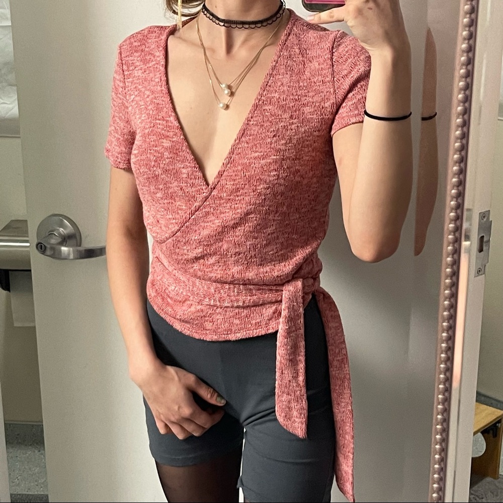 BNDI red knit wrap top